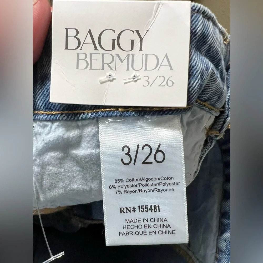 NWT Simple Society Baggy Bermuda Dad Jean Shorts Denim Distressed Summer Casual